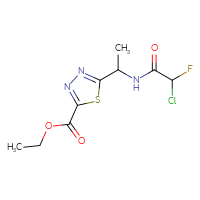 Chemical structure of ethyl 5-[1-(2-chloro-2-fluoroacetamido)ethyl]-1,3,4-thiadiazole-2-carboxylate - CSSB21332119618