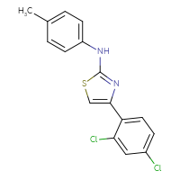 Chemical structure of 4-(2,4-dichlorophenyl)-N-(4-methylphenyl)-1,3-thiazol-2-amine - CSSB21298174380