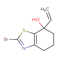 Chemical structure of 2-bromo-7-ethenyl-4,5,6,7-tetrahydro-1,3-benzothiazol-7-ol - CSSB21246281240
