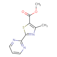 Chemical structure of methyl 4-methyl-2-(pyrimidin-2-yl)-1,3-thiazole-5-carboxylate - CSSB00011353928