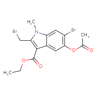 Chemical structure of ethyl 5-(acetyloxy)-6-bromo-2-(bromomethyl)-1-methyl-1H-indole-3-carboxylate - CSSB00015193186