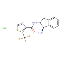 Chemical structure of N-[(1R,2R)-1-amino-2,3-dihydro-1H-inden-2-yl]-5-(trifluoromethyl)-1,3-thiazole-4-carboxamide hydrochloride - CSSB00161162992