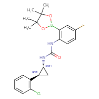 Chemical structure of rac-3-[(1R,2S)-2-(2-chlorophenyl)cyclopropyl]-1-[4-fluoro-2-(4,4,5,5-tetramethyl-1,3,2-dioxaborolan-2-yl)phenyl]urea - CSSB21332157172
