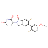 Chemical structure of 3-[6-fluoro-5-(2-fluoro-5-methoxyphenyl)-1-oxo-2,3-dihydro-1H-isoindol-2-yl]piperidine-2,6-dione - CSSB21531607345