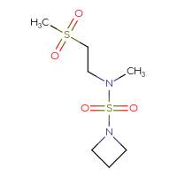 Chemical structure of N-(azetidine-1-sulfonyl)-N-(2-methanesulfonylethyl)methanamine - CSMB01992533848