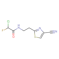 Chemical structure of 2-chloro-N-[2-(4-cyano-1,3-thiazol-2-yl)ethyl]-2-fluoroacetamide - CSSB21332123476