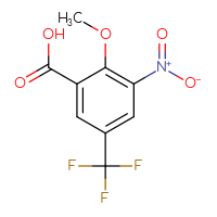 Chemical structure of 2-methoxy-3-nitro-5-(trifluoromethyl)benzoic acid - CSSB15082355603
