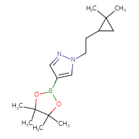 Chemical structure of 1-[2-(2,2-dimethylcyclopropyl)ethyl]-4-(4,4,5,5-tetramethyl-1,3,2-dioxaborolan-2-yl)-1H-pyrazole - CSSB00112667281
