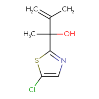 Chemical structure of 2-(5-chloro-1,3-thiazol-2-yl)-3-methylbut-3-en-2-ol - CSSB09874870331