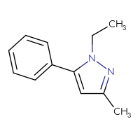 Chemical structure of 1-ethyl-3-methyl-5-phenyl-1H-pyrazole - CSSB00103307590