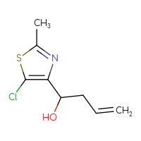 Chemical structure of 1-(5-chloro-2-methyl-1,3-thiazol-4-yl)but-3-en-1-ol - CSSB20679243568