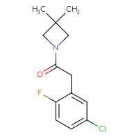 Chemical structure of 2-(5-chloro-2-fluorophenyl)-1-(3,3-dimethylazetidin-1-yl)ethan-1-one - CSSB06460311790