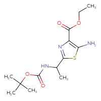 Chemical structure of ethyl 5-amino-2-(1-{[(tert-butoxy)carbonyl]amino}ethyl)-1,3-thiazole-4-carboxylate - CSSB00116209781