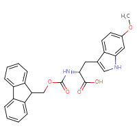 Chemical structure of (2R)-2-({[(9H-fluoren-9-yl)methoxy]carbonyl}amino)-3-(6-methoxy-1H-indol-3-yl)propanoic acid - CSSB20962530985