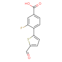 Chemical structure of 3-fluoro-4-(5-formylthiophen-2-yl)benzoic acid - CSSB00103427282