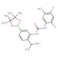 Chemical structure of 1-(2,4-dichloro-5-methylphenyl)-3-[2-(propan-2-yl)-5-(4,4,5,5-tetramethyl-1,3,2-dioxaborolan-2-yl)phenyl]urea - CSSB21332045917