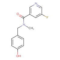 Chemical structure of 5-fluoro-N-[(4-hydroxyphenyl)methyl]-N-methylpyridine-3-carboxamide - CSSB00037584374
