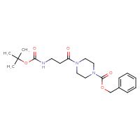 Chemical structure of benzyl 4-(3-{[(tert-butoxy)carbonyl]amino}propanoyl)piperazine-1-carboxylate - CSSB00049314861