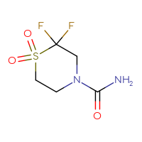 Chemical structure of 2,2-difluoro-1,1-dioxo-1λ⁶-thiomorpholine-4-carboxamide - CSSB17455661814