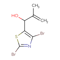 Chemical structure of 1-(2,4-dibromo-1,3-thiazol-5-yl)-2-methylprop-2-en-1-ol - CSSB21246425170