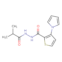Chemical structure of N'-(2-methylpropanoyl)-3-(1H-pyrrol-1-yl)thiophene-2-carbohydrazide - CSSB00103962339