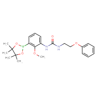 Chemical structure of 3-[2-methoxy-3-(4,4,5,5-tetramethyl-1,3,2-dioxaborolan-2-yl)phenyl]-1-(2-phenoxyethyl)urea - CSSB21332143229