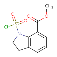 Chemical structure of methyl 1-(chlorosulfonyl)-2,3-dihydro-1H-indole-7-carboxylate - CSSB03567540062