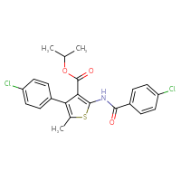Chemical structure of propan-2-yl 2-(4-chlorobenzamido)-4-(4-chlorophenyl)-5-methylthiophene-3-carboxylate - CSSB00121667621