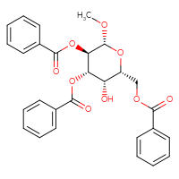 Chemical structure of [(2R,3S,4S,5R,6R)-4,5-bis(benzoyloxy)-3-hydroxy-6-methoxyoxan-2-yl]methyl benzoate - CSSB20572401341