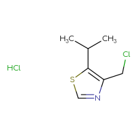 Chemical structure of 4-(chloromethyl)-5-(propan-2-yl)-1,3-thiazole hydrochloride - CSSB21285254603