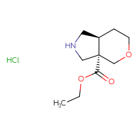 Chemical structure of ethyl (3aS,7aS)-octahydropyrano[3,4-c]pyrrole-3a-carboxylate hydrochloride - CSSB00137408748