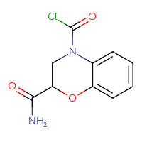 Chemical structure of 2-carbamoyl-3,4-dihydro-2H-1,4-benzoxazine-4-carbonyl chloride - CSSB06378386820