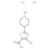 Chemical structure of 4-methyl-2-(1-methylpiperidin-4-yl)-1,3-thiazole-5-carboxylic acid dihydrochloride - CSSB00132302555