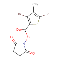 Chemical structure of 2,5-dioxopyrrolidin-1-yl 3,5-dibromo-4-methylthiophene-2-carboxylate - CSSB06366707295