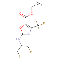 Chemical structure of ethyl 2-[(1,3-difluoropropan-2-yl)amino]-4-(trifluoromethyl)-1,3-oxazole-5-carboxylate - CSSB01064904620