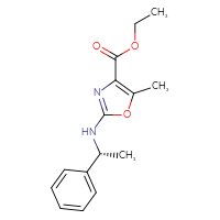 Chemical structure of ethyl 5-methyl-2-{[(1R)-1-phenylethyl]amino}-1,3-oxazole-4-carboxylate - CSSB01527502912