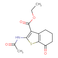 Chemical structure of ethyl 2-acetamido-7-oxo-4,5,6,7-tetrahydro-1-benzothiophene-3-carboxylate - CSSB00020600093