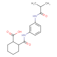 Chemical structure of 2-{[3-(2-methylpropanamido)phenyl]carbamoyl}cyclohexane-1-carboxylic acid - CSSB00020580850