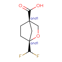 Chemical structure of rac-(1R,4R)-1-(difluoromethyl)-2-oxabicyclo[2.2.1]heptane-4-carboxylic acid - CSSB20620695562