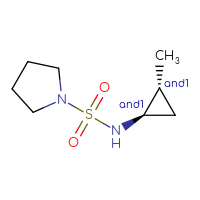 Chemical structure of rac-N-[(1R,2R)-2-methylcyclopropyl]pyrrolidine-1-sulfonamide - CSMB06358906215