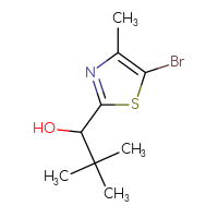 Chemical structure of 1-(5-bromo-4-methyl-1,3-thiazol-2-yl)-2,2-dimethylpropan-1-ol - CSSB00035647895