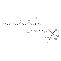 Chemical structure of 3-(ethoxymethyl)-1-[2-fluoro-6-methyl-4-(4,4,5,5-tetramethyl-1,3,2-dioxaborolan-2-yl)phenyl]urea - CSSB21245996328