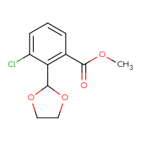 Chemical structure of methyl 3-chloro-2-(1,3-dioxolan-2-yl)benzoate - CSSB20813997607