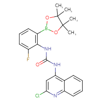 Chemical structure of 1-(2-chloroquinolin-4-yl)-3-[2-fluoro-6-(4,4,5,5-tetramethyl-1,3,2-dioxaborolan-2-yl)phenyl]urea - CSSB21332155748