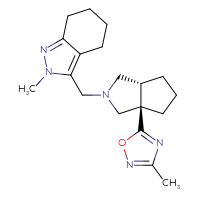 Chemical structure of 3-{[(3aR,6aR)-3a-(3-methyl-1,2,4-oxadiazol-5-yl)-octahydrocyclopenta[c]pyrrol-2-yl]methyl}-2-methyl-4,5,6,7-tetrahydro-2H-indazole - CSSS00138519763