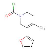 Chemical structure of 5-(furan-2-yl)-4-methyl-1,2,3,6-tetrahydropyridine-1-carbonyl chloride - CSSB14968818873