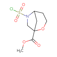 Chemical structure of methyl 6-(chlorosulfonyl)-2-oxa-6-azabicyclo[3.2.1]octane-1-carboxylate - CSSB14992069943