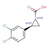 Chemical structure of rac-(1R,2R)-2-(3,4-dichlorophenyl)cyclopropane-1-carboxylic acid - CSSB00025773878