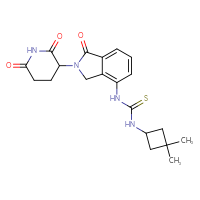 Chemical structure of 3-(3,3-dimethylcyclobutyl)-1-[2-(2,6-dioxopiperidin-3-yl)-1-oxo-2,3-dihydro-1H-isoindol-4-yl]thiourea - CSSB21432546946