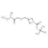 Chemical structure of tert-butyl 3-({[methoxy(methyl)carbamoyl]methoxy}methyl)azetidine-1-carboxylate - CSSB07182901539